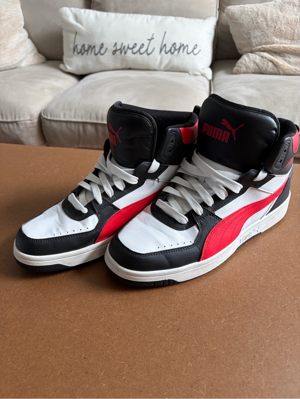 Puma Men’s Black White Red High-Top Sneakers